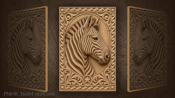 Zebra head with star emblem 3d STL model
