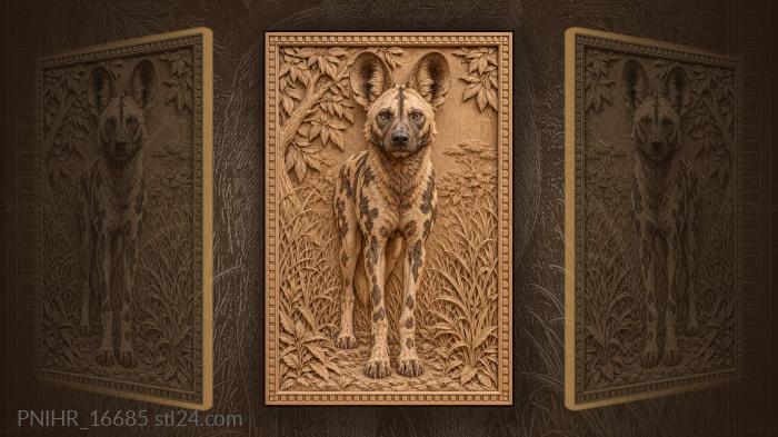 African wild dog alert gaze 3d STL model