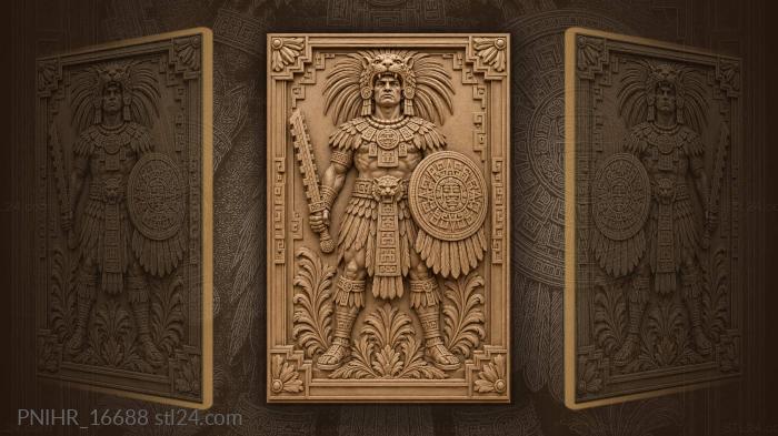 Aztec warrior with jaguar headdress 3d STL model