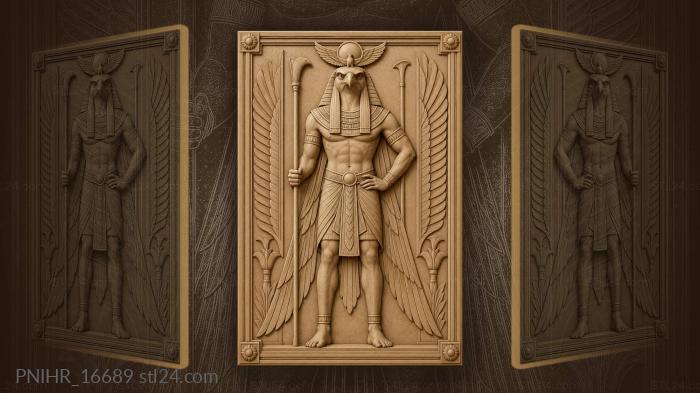 Egyptian god with falcon headdress 3d STL model