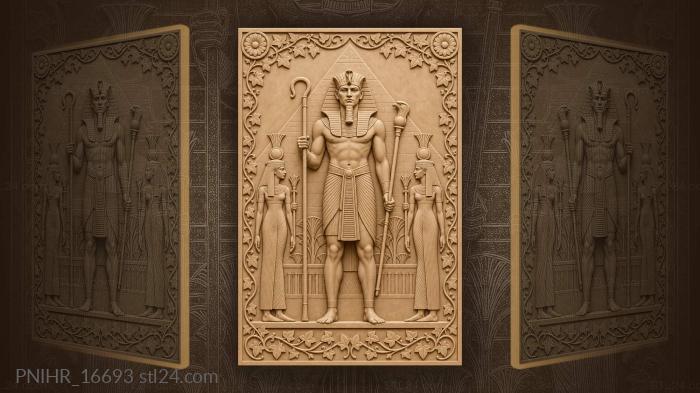Egyptian pharaoh with pyramid and guards 3d STL model
