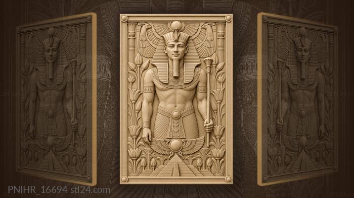 Egyptian pharaoh with sun disk 3d STL model