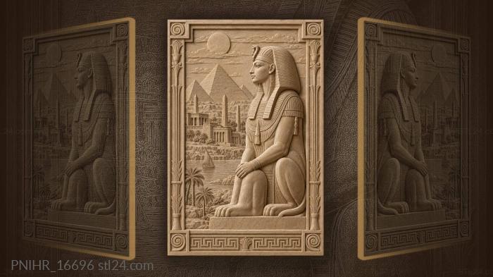 Ancient egypt sphinx pyramids landscape 3d STL model