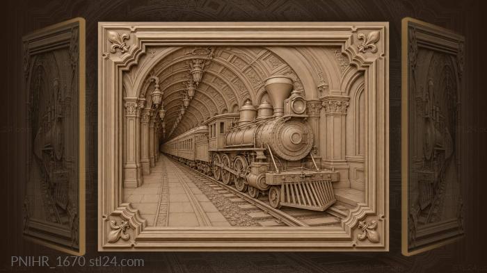 Vintage train emerging from tunnel 3d STL model