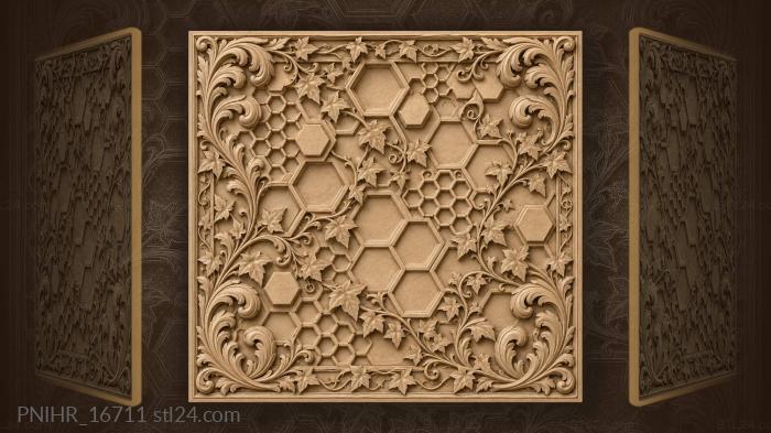 Honeycomb with ivy floral frame 3d STL model