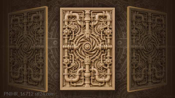 Industrial gears and swirling pipes 3d STL model