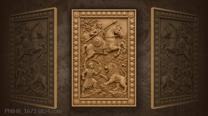 Lion tamer below a mounted spearman 3d STL model