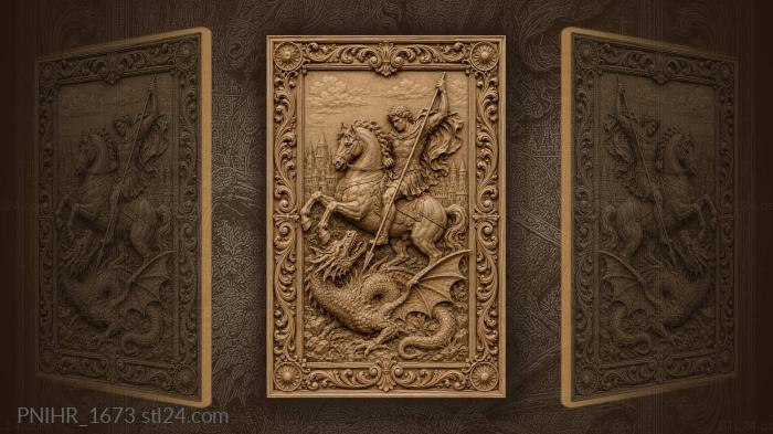 Dragon below the horse near city walls 3d STL model