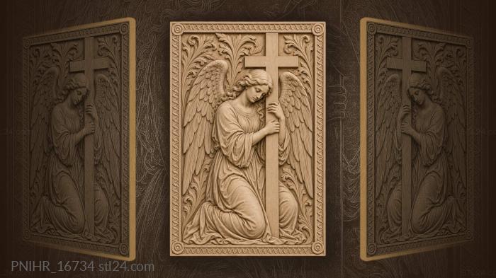 Angel with cross serene devotion 3d STL model