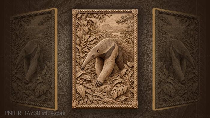 Anteater among lush tropical leaves 3d STL model