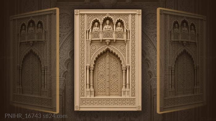 Arched doorway with balcony figures 3d STL model