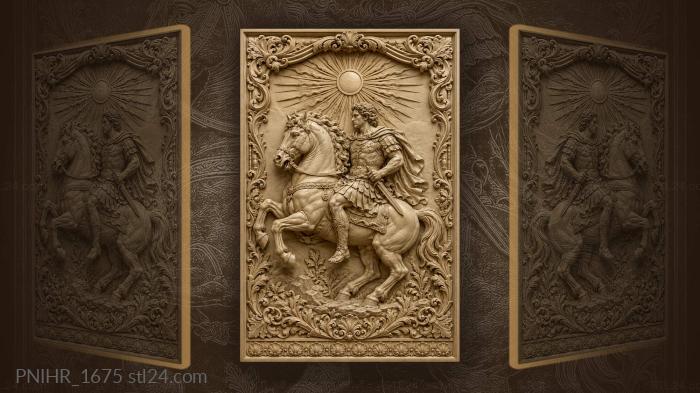Sun rising above a rearing horse 3d STL model