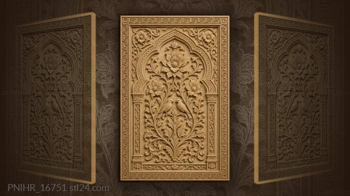 Geometric window with floral bird 3d STL model