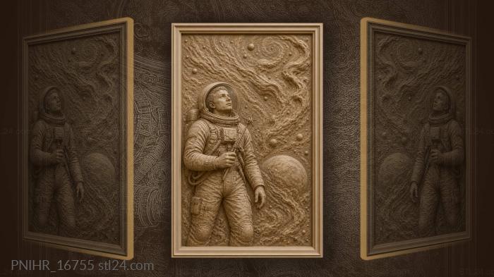 Astronaut with distant planet cosmos 3d STL model