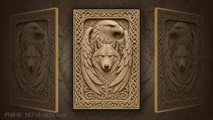 Eagle and wolf celtic embrace 3d STL model