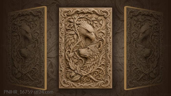 Eagle and wolf rivals facing off 3d STL model