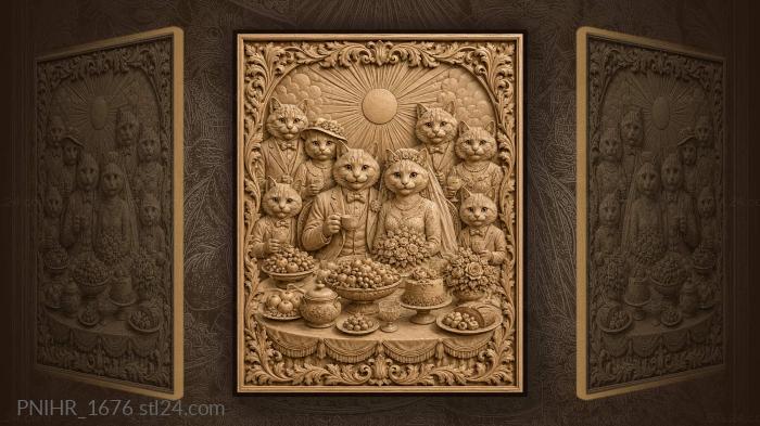 Cats wedding celebration joyful moment 3d STL model