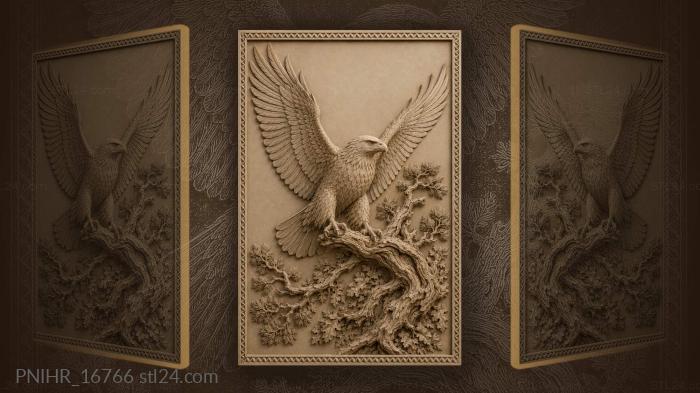 Eagle landing on a dry branch 3d STL model