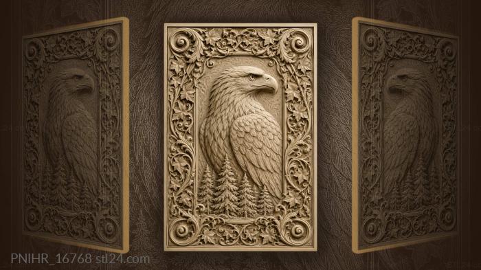 Eagle above a cluster of evergreens 3d STL model