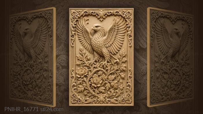 Eagle over twisting branches and blooms 3d STL model