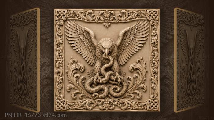 Eagle holding a serpent in its beak 3d STL model
