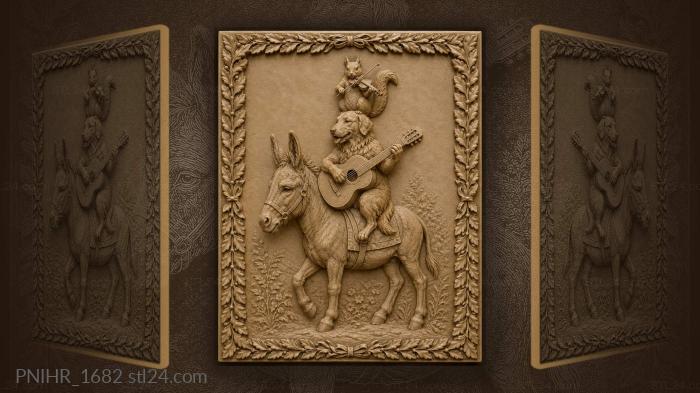Musical animals joyful countryside scene 3d STL model