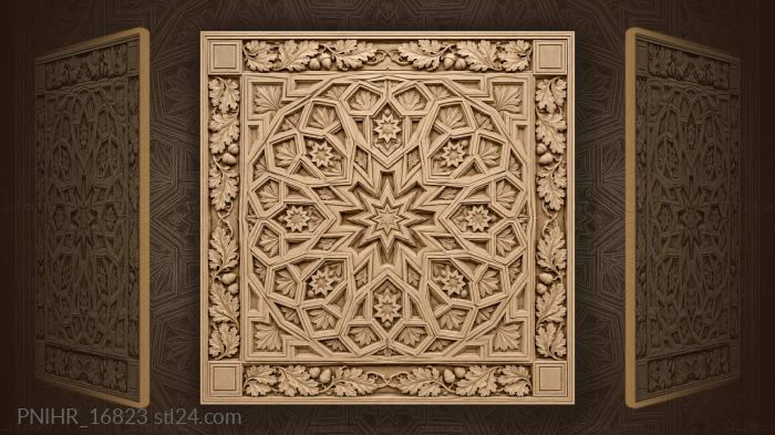 Geometric starburst with oak foliage 3d STL model