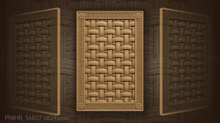 Woven basket with greek key frame 3d STL model