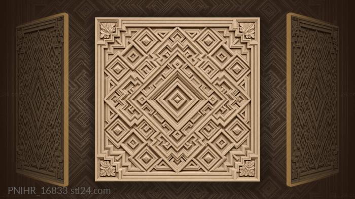 Maze of squares around one diamond 3d STL model