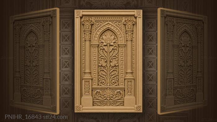 Floral window between columns and triangles 3d STL model