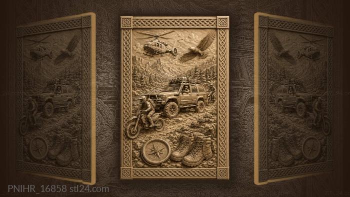 Offroad adventure with vehicles and eagle 3d STL model