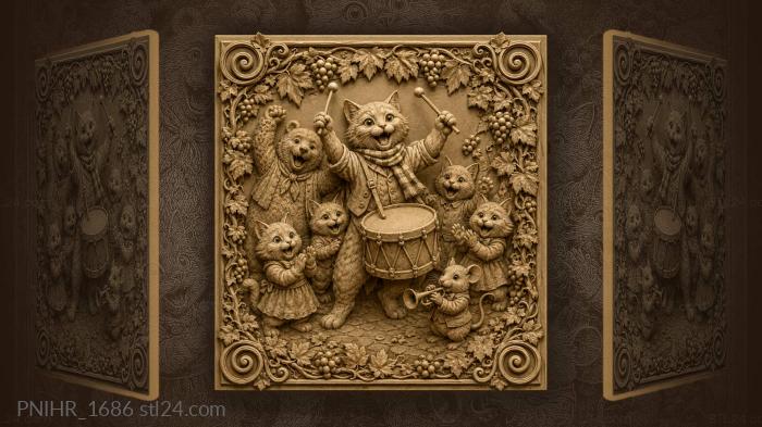 Festive animal musicians joyful celebration 3d STL model