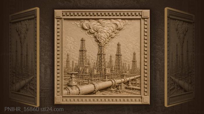 Oilfield industry smokestacks pipelines complex 3d STL model