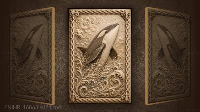 Orca breaching ocean waves power 3d STL model