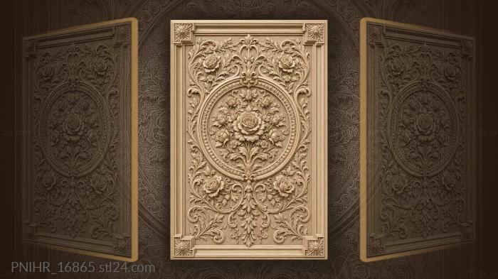 Roses cascading around a medallion 3d STL model