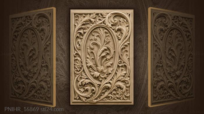 Floral oval with swirling leaves 3d STL model