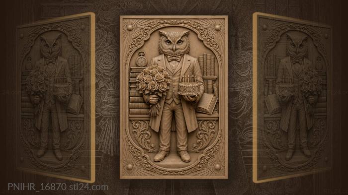 Wise owl with birthday treats 3d STL model