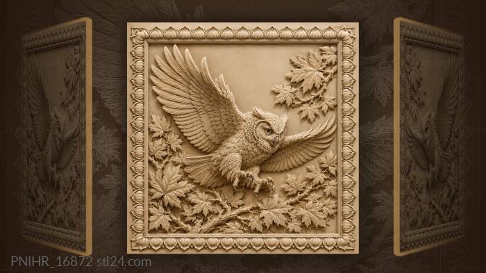 Flight above maple leaves and branches 3d STL model