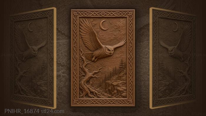 Soaring owl moonlit forest scene 3d STL model
