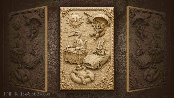Animals having fun in the sky 3d STL model