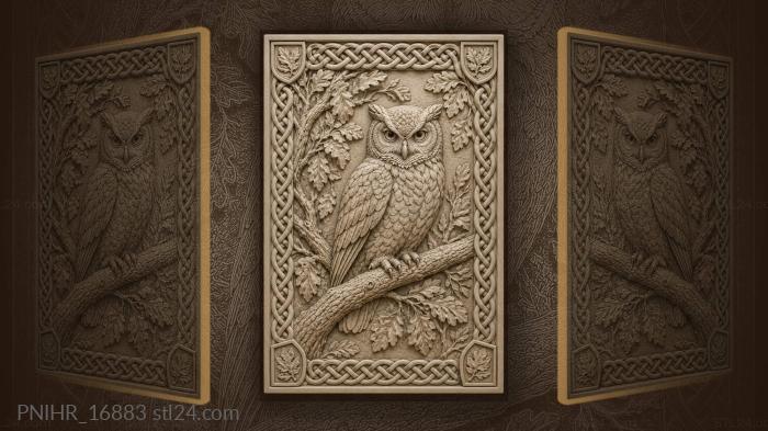 Perched owl within knotwork branches 3d STL model