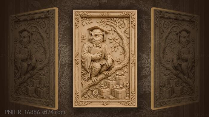 Wise owl with gifts and books 3d STL model