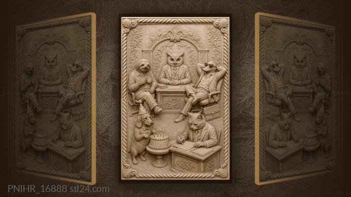 Animal meeting business party scene 3d STL model