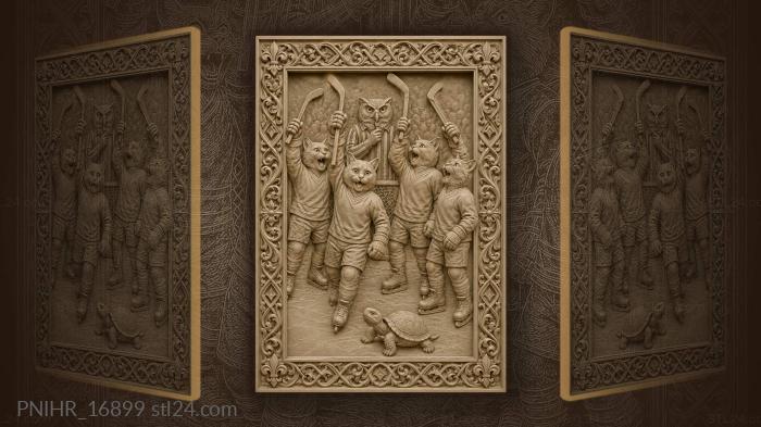 Owl referee whistles at the cat team 3d STL model
