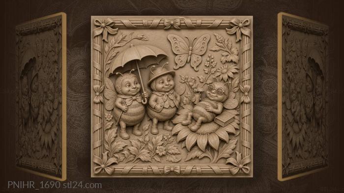 Bees day out sunflower fun 3d STL model
