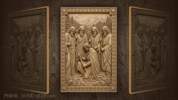 Four staff bearers above a kneeling man 3d STL model
