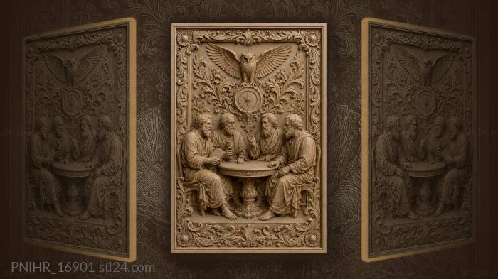 Wise men with owl and clock 3d STL model