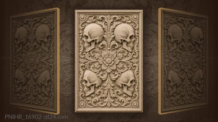 Skulls and blooming floral center 3d STL model