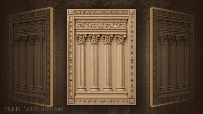 Four columns holding decorated entablature 3d STL model