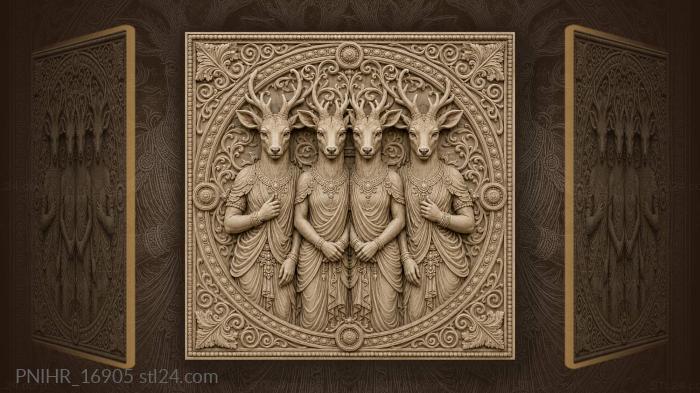Gentle deer in floral symmetry 3d STL model